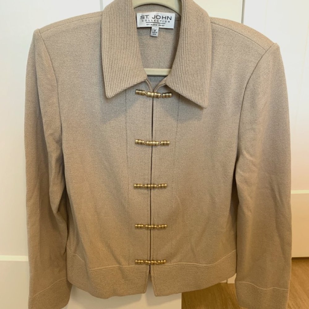 St. John Collection By Marie Gray Knit Blazer Vintage Like-New